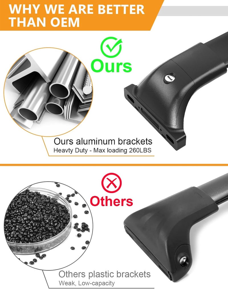 KINGGERI All Aluminum Roof Rack Cross Bars Compatible with Jeep Grand Cherokee L 2021-2026 and 2022-2026 Grand Cherokee WL. 260lb Lockable Heavy Duty Crossbars Rooftop Cargo Basket Luggage Kayak - Image 5